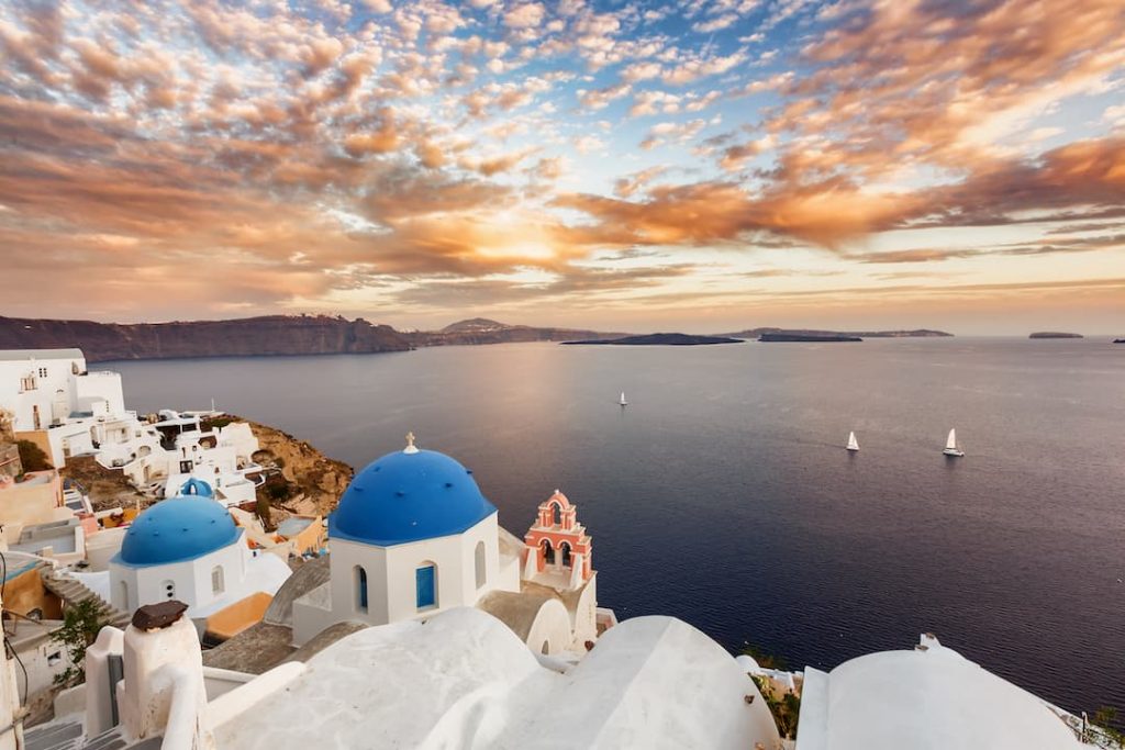 sunset over the sea in Greece