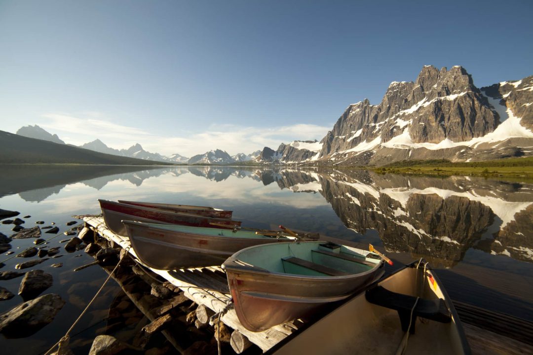 Lake and canoes in Jasper National Park