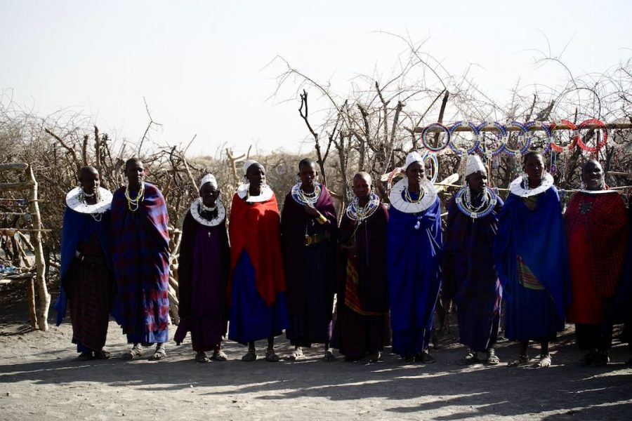 A row of tribeswomen in Arusha, Tanzania