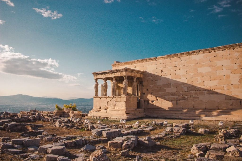 An ancient Greek temple on the Acropolis in Athens, Greece