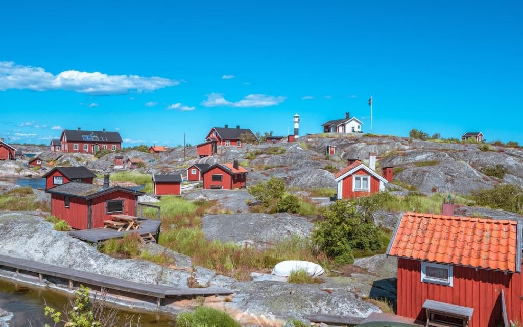 Traditional huts and houses on the Stockholm Archipelago in Sweden