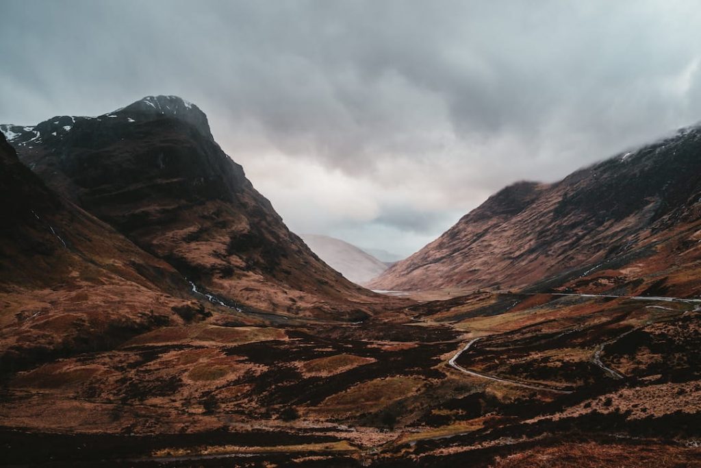 Mountain peaks in Glencoe, Scotland