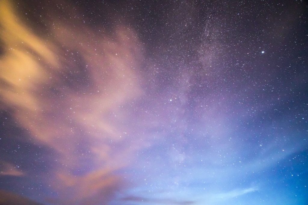 The starry night sky and nebula