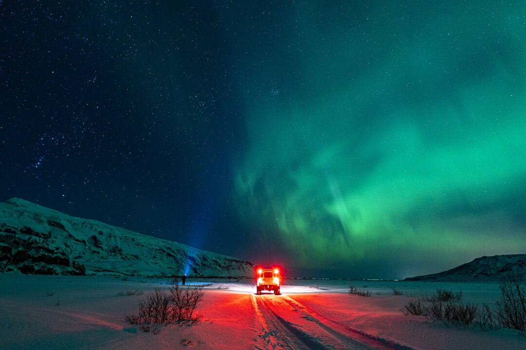 Magical views of Northern Lights in Iceland